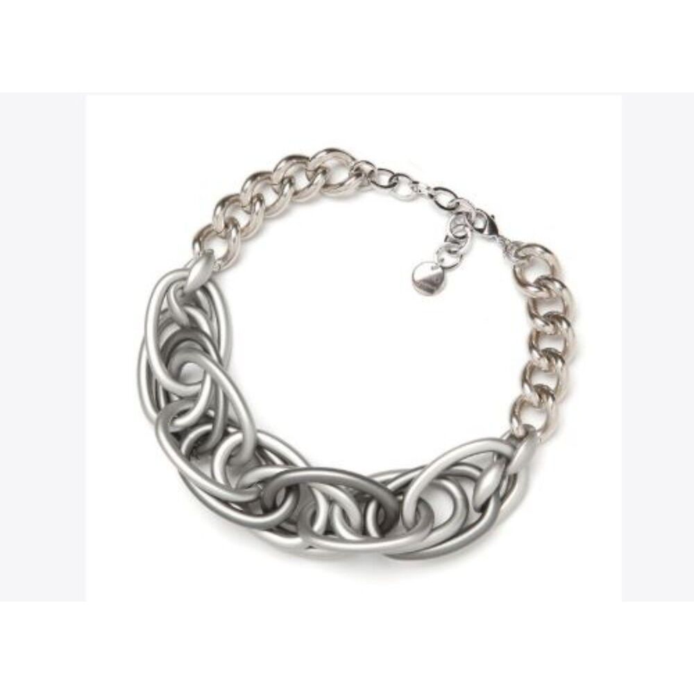 Pono Joan Goodman Chrome Audrey Interlocking Resin Statement Necklace NWOT 398